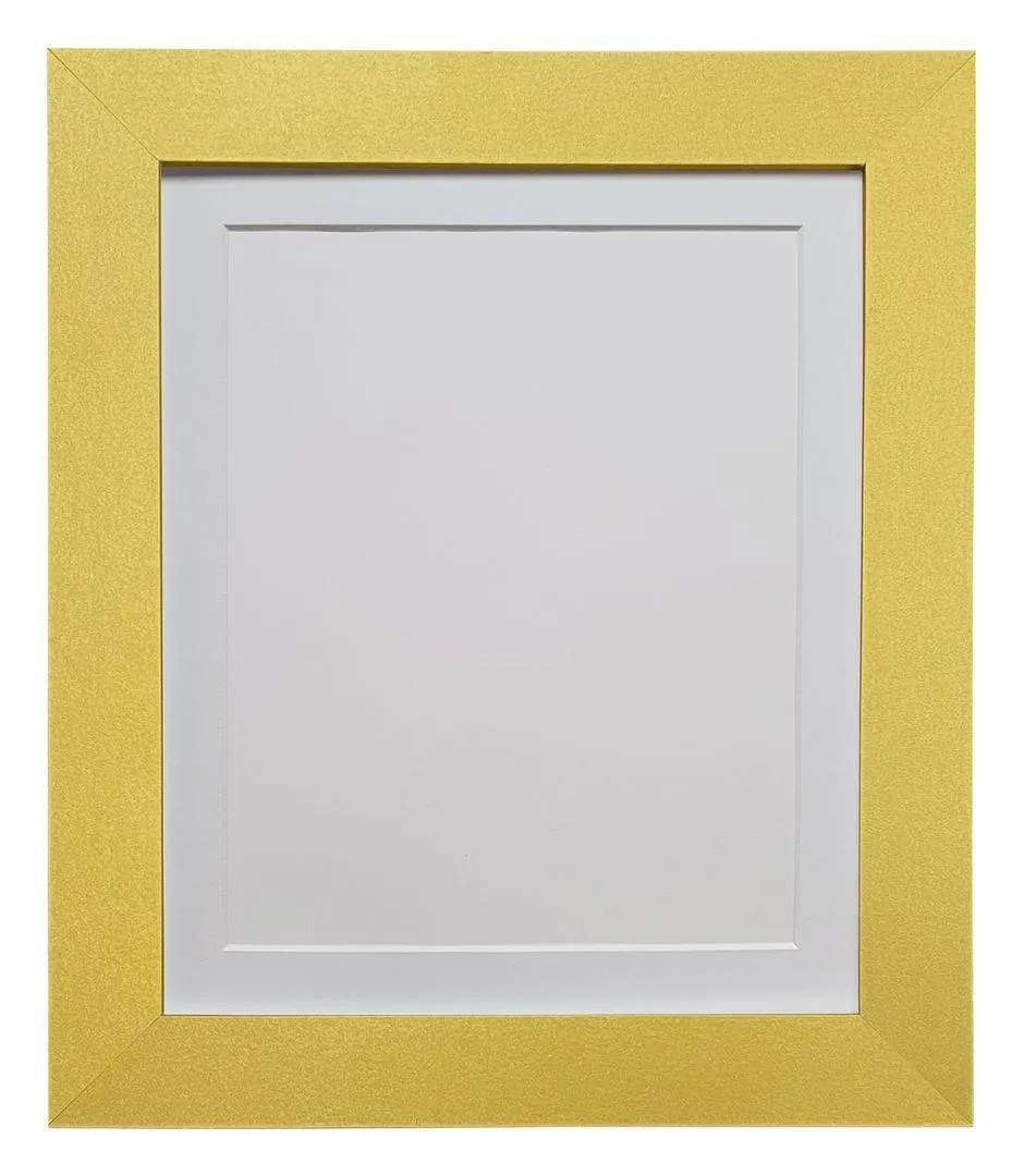 Photo Frames | Metro Gold Frame with White Mount for Image Size 4 x 3 Inch | Frames & Mirrors 4U