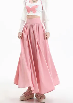 Pink Patchwork High Waist Cotton Skirt