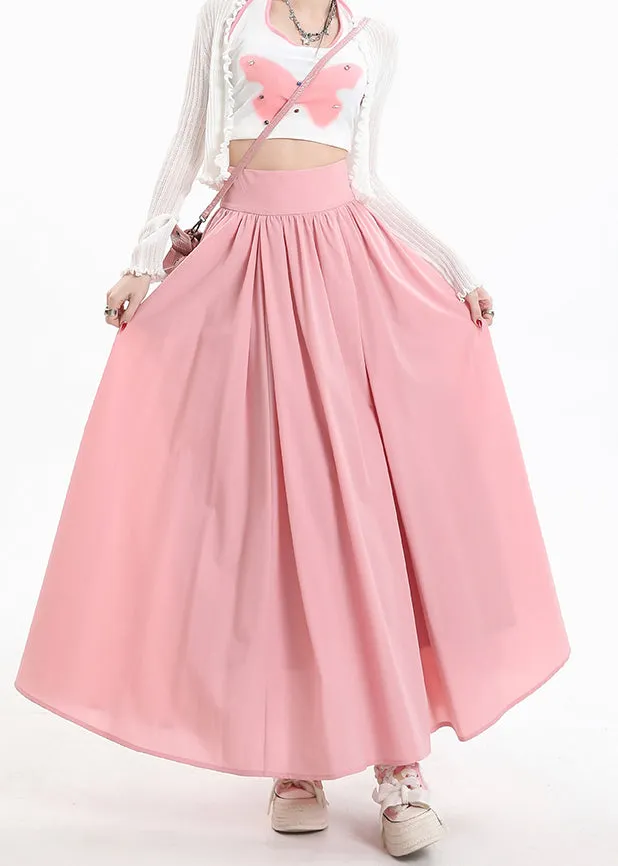 Pink Patchwork High Waist Cotton Skirt