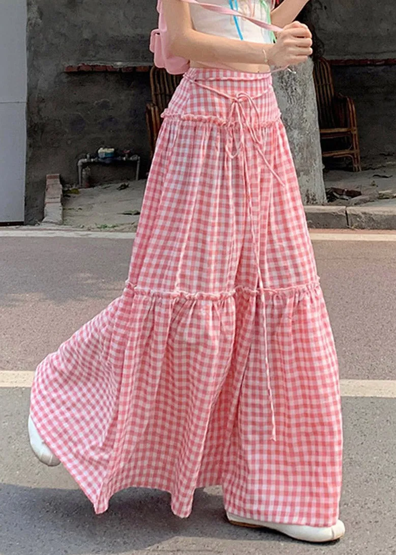 Pink Plaid Ruffle Skirt