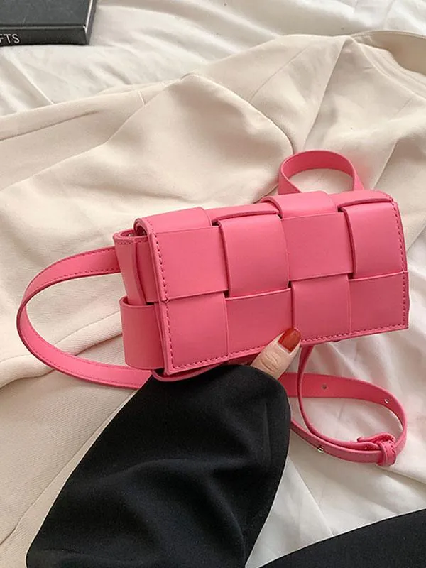 Pink PU Leather Cross Body Strap Chest Bag for Women