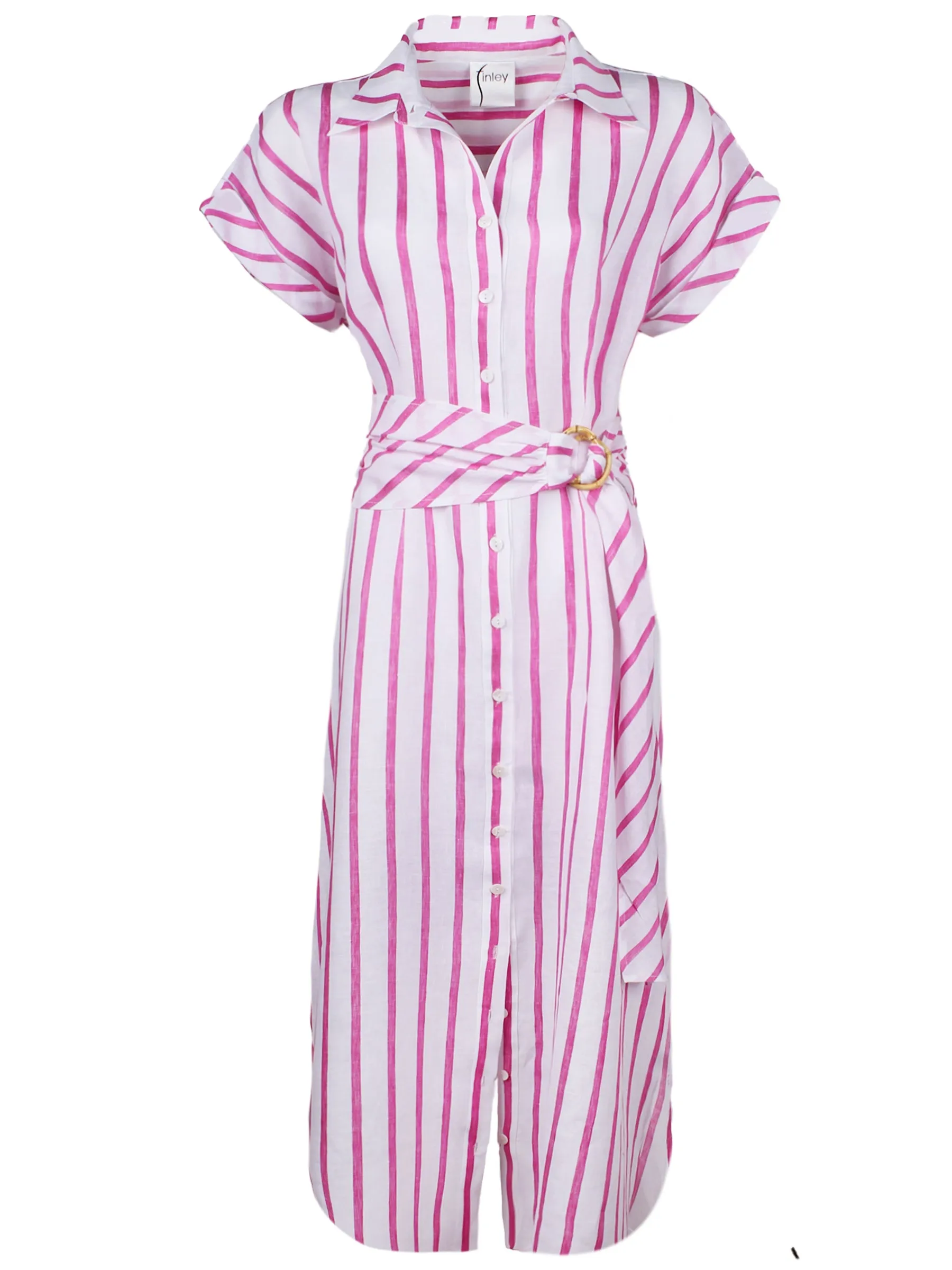 Pink Stripe Linen Shirt Dress