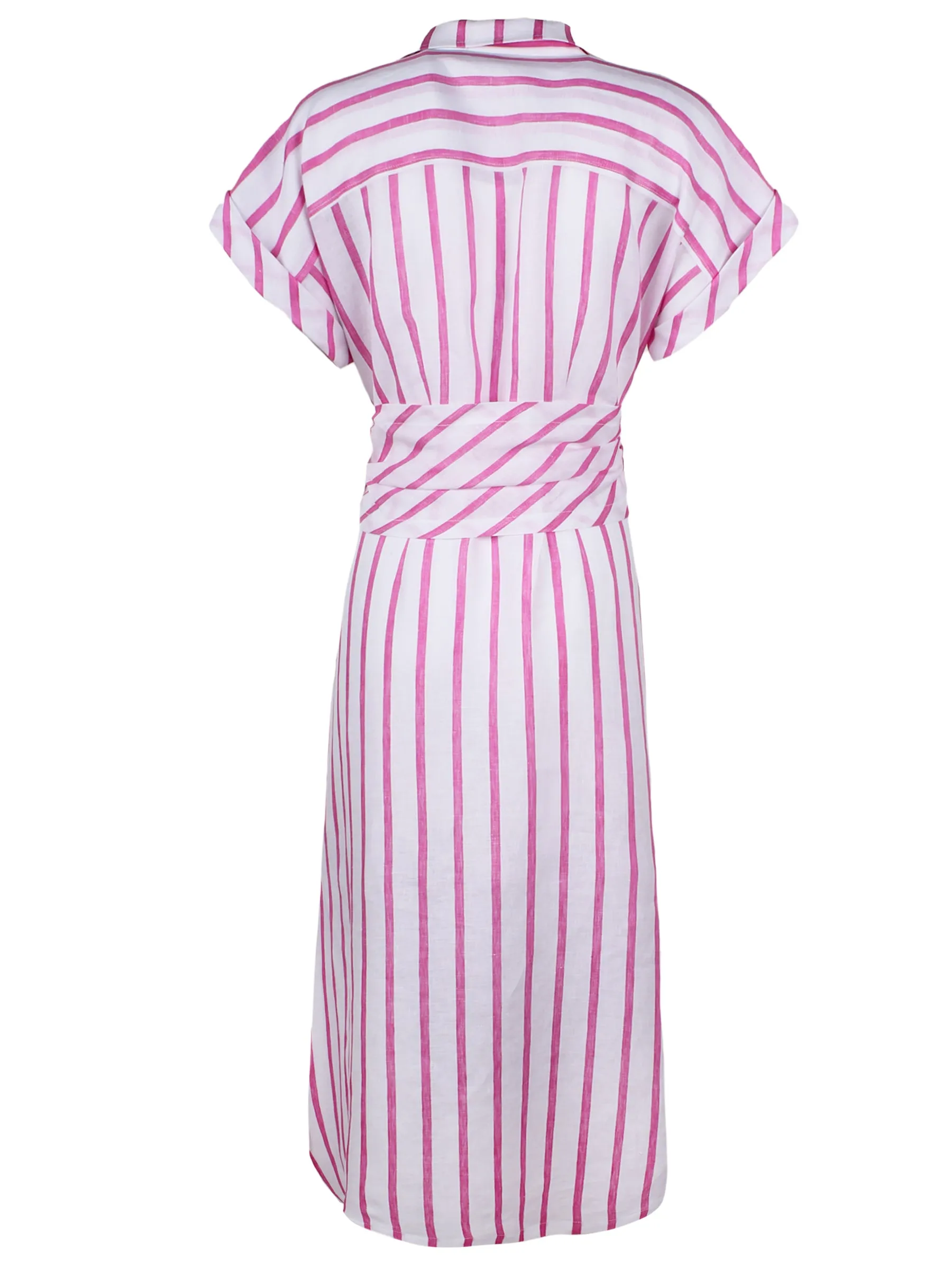 Pink Stripe Linen Shirt Dress