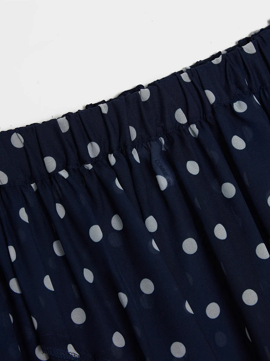 Navy Polka Dot Chiffon Skirt