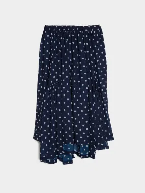 Navy Polka Dot Chiffon Skirt