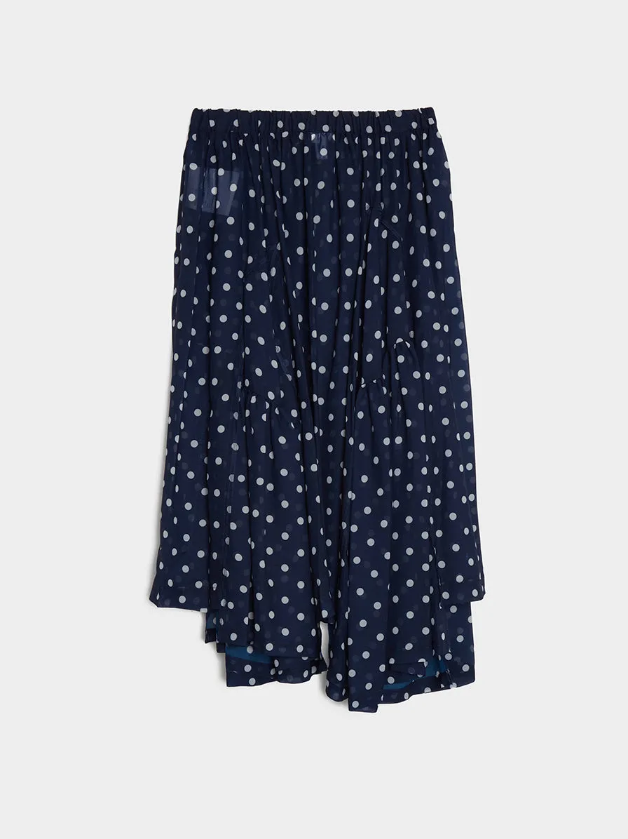 Navy Polka Dot Chiffon Skirt