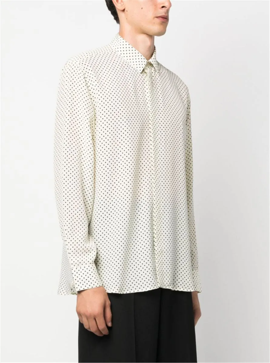 Silk Shirt with Polka Dot Print