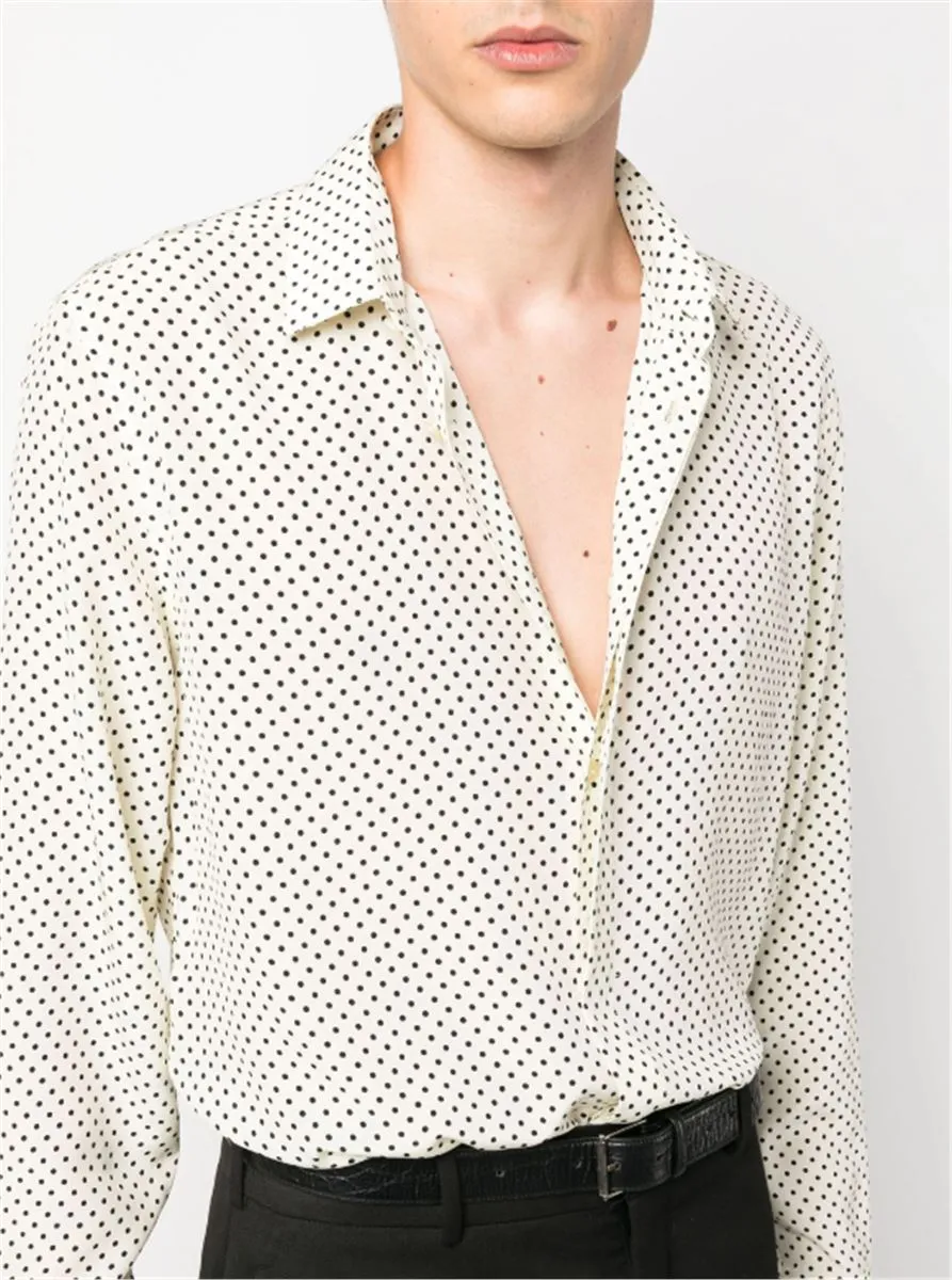 Silk Shirt with Polka Dot Print