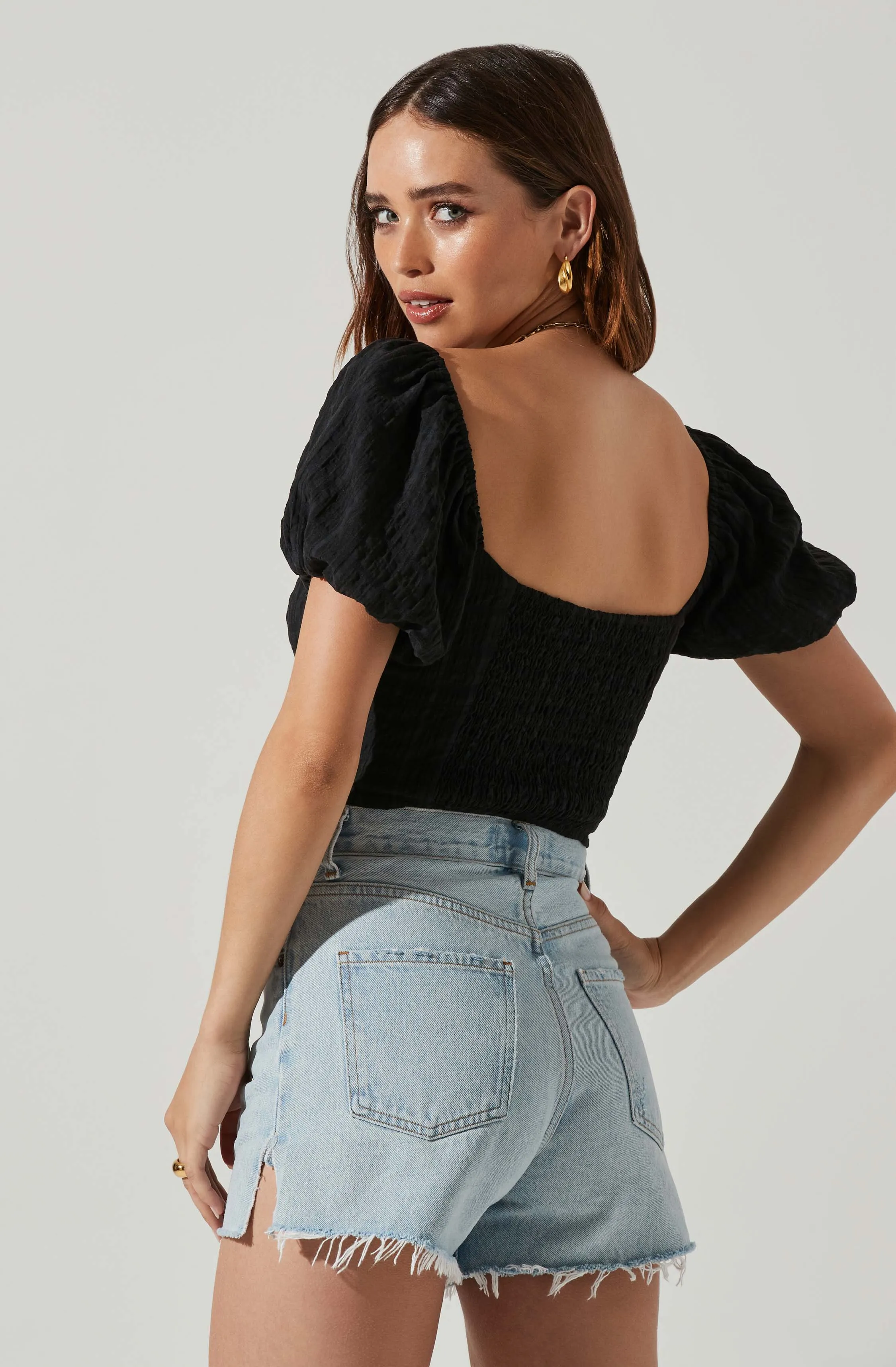 Puff Sleeve Crop Top Amadia