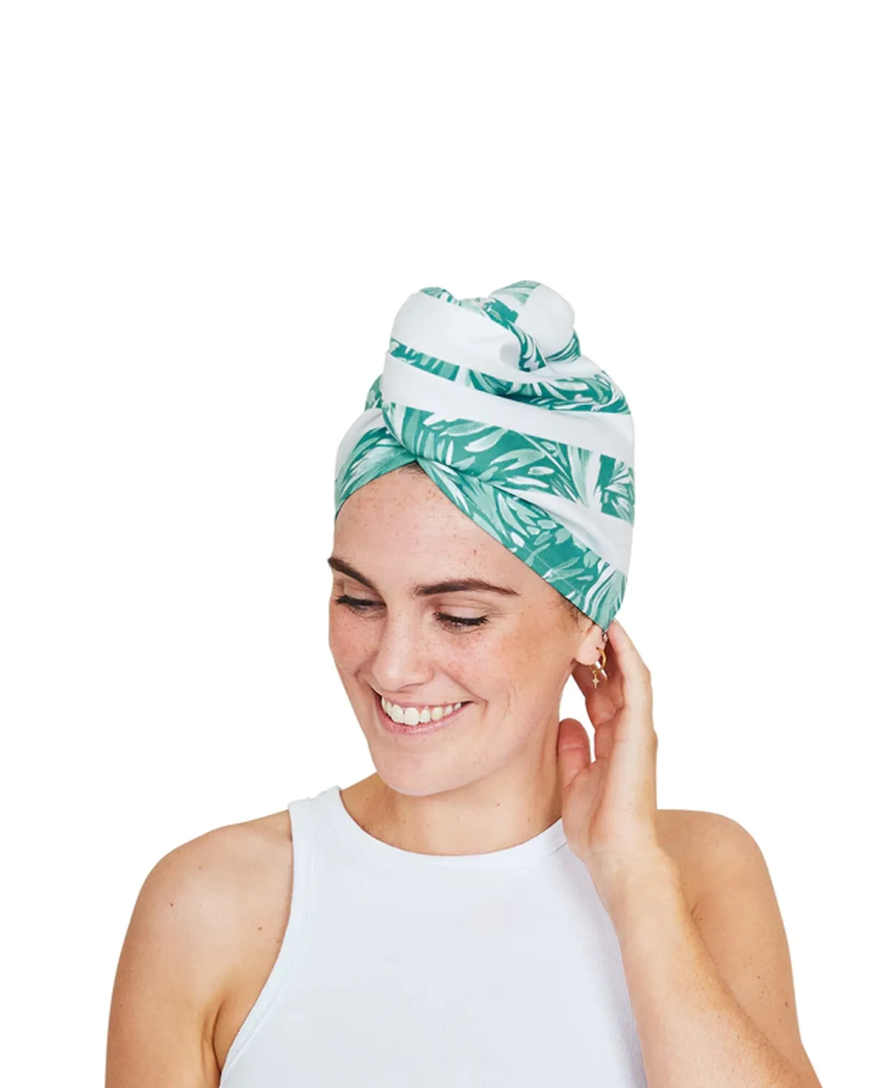 Quick Dry Hair Wrap in Dock and Bay Pattern