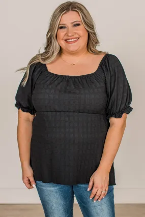 Charming Black Puff Sleeve Top