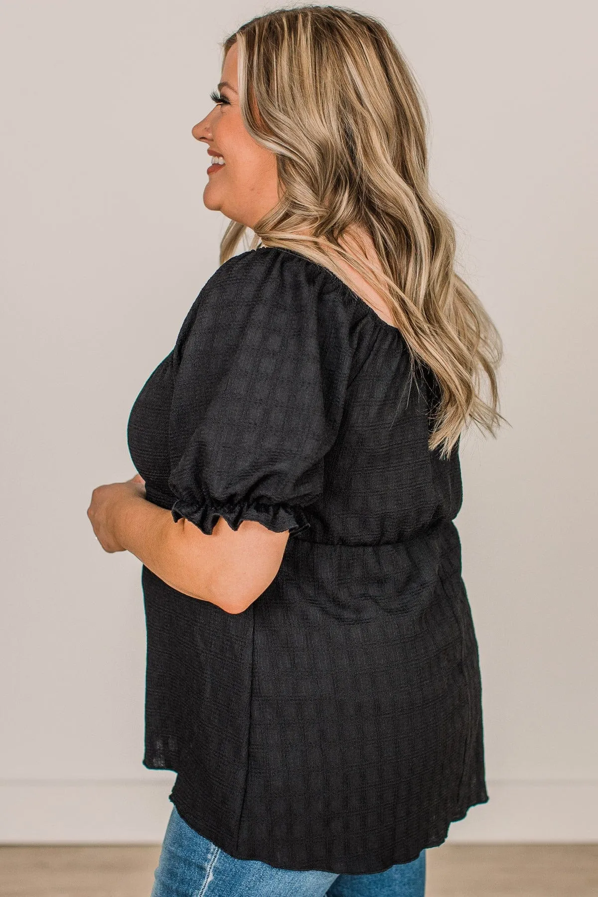 Charming Black Puff Sleeve Top