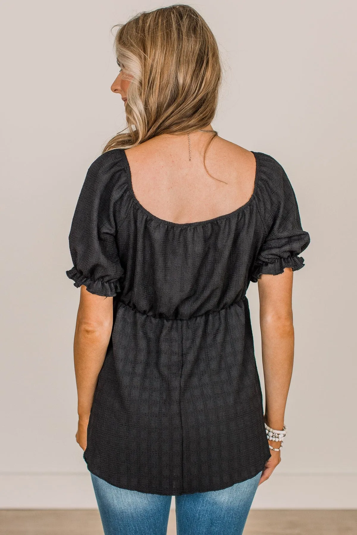 Charming Black Puff Sleeve Top