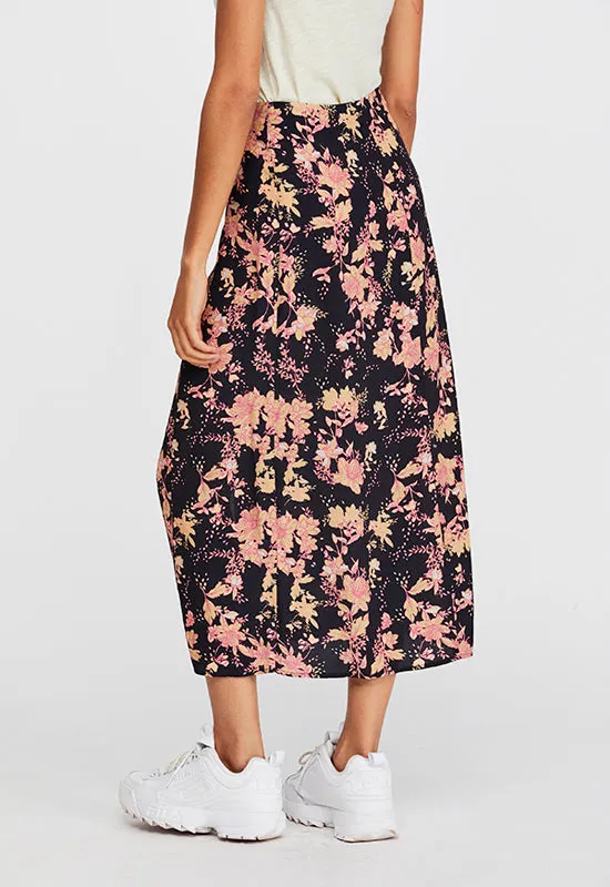 Retro Love Black Multi Midi Skirt by Free People