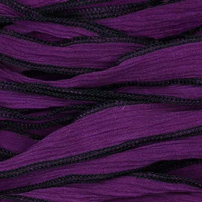 Purple and Black Edged 20mm Silk Ribbon (32-36 Inches)