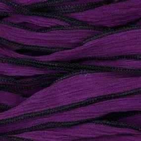 Purple and Black Edged 20mm Silk Ribbon (32-36 Inches)