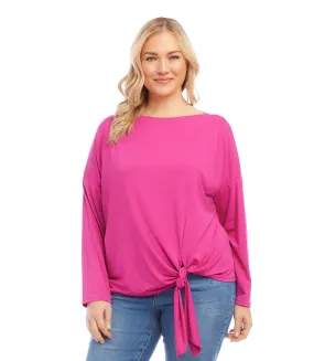 Boatneck Top with Tie-Front in Plus Size