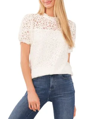 Ruffled Puff Sleeve Top with Lace