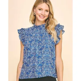 Gabriela Print Ruffle Woven PINCH Top