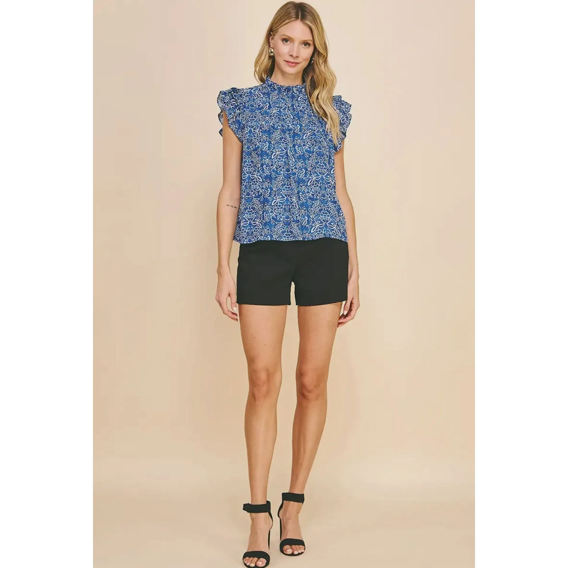 Gabriela Print Ruffle Woven PINCH Top