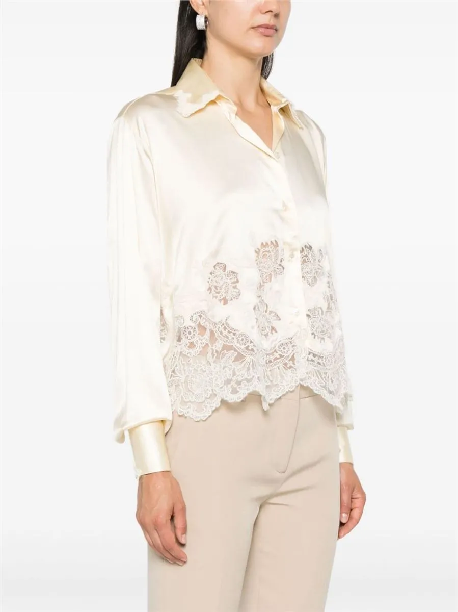 Satin Shirt with Lace Panels