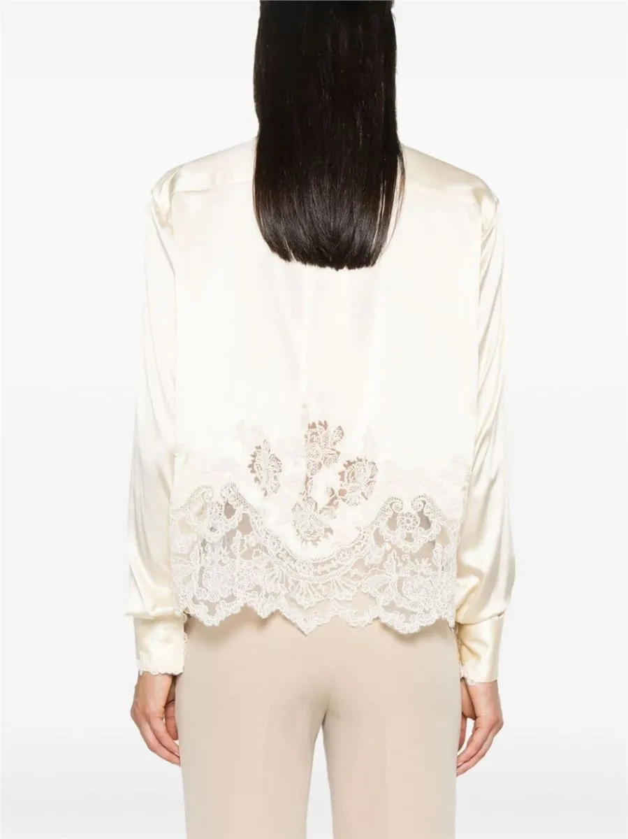 Satin Shirt with Lace Panels