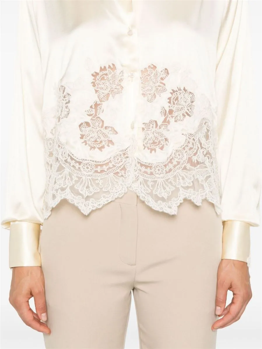 Satin Shirt with Lace Panels