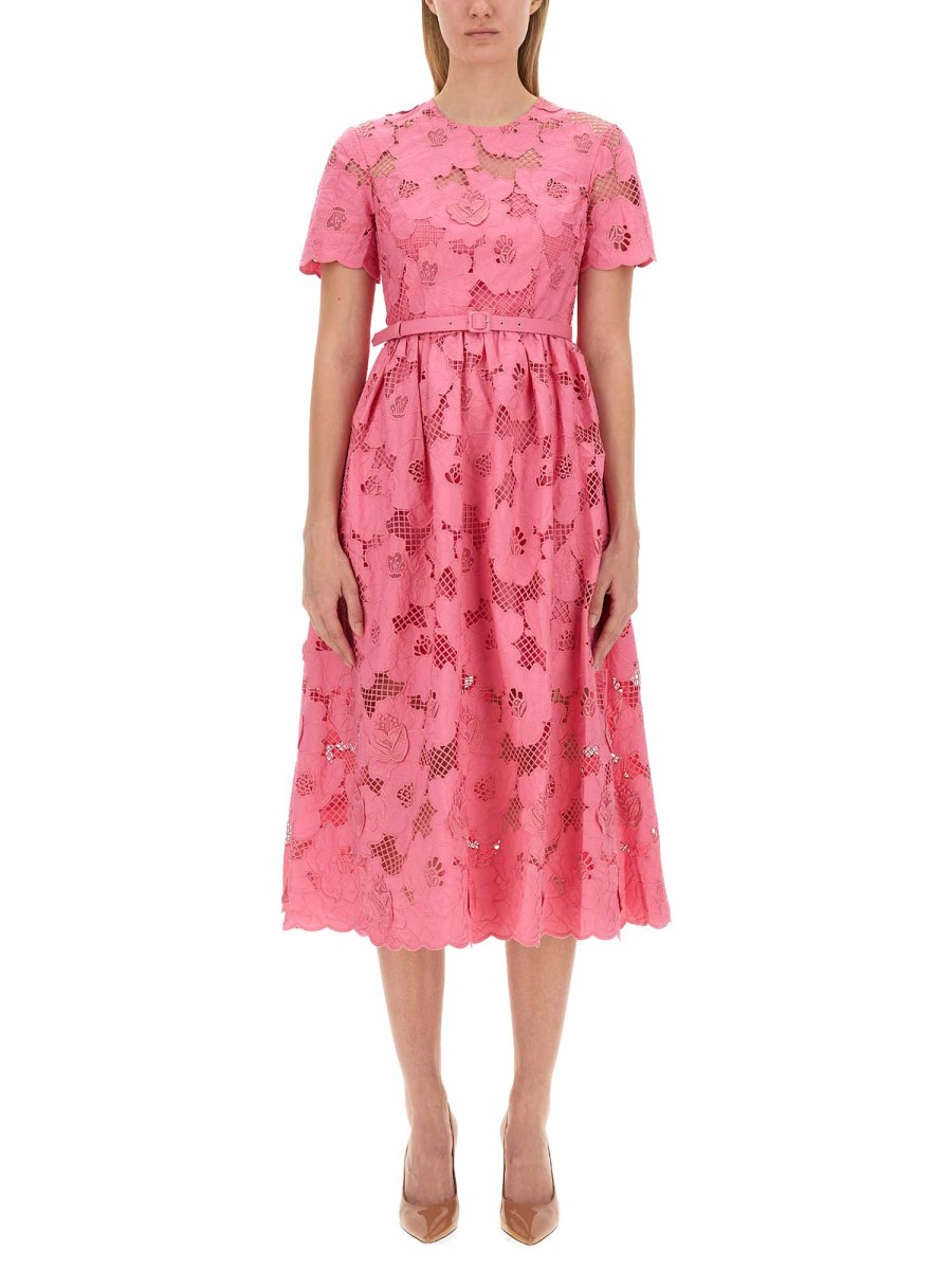 SELF-PORTRAIT    COTTON MIDI DRESS