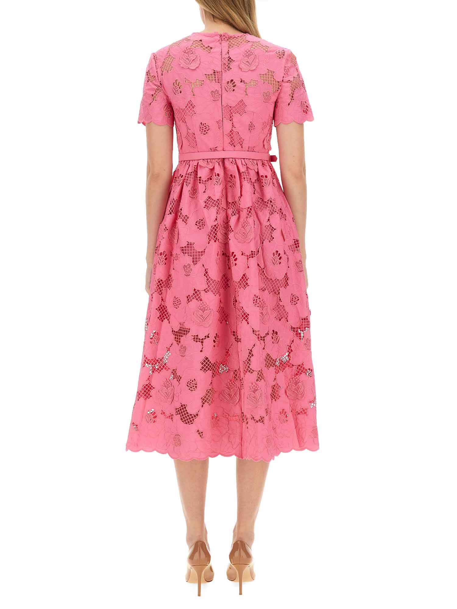 SELF-PORTRAIT    COTTON MIDI DRESS