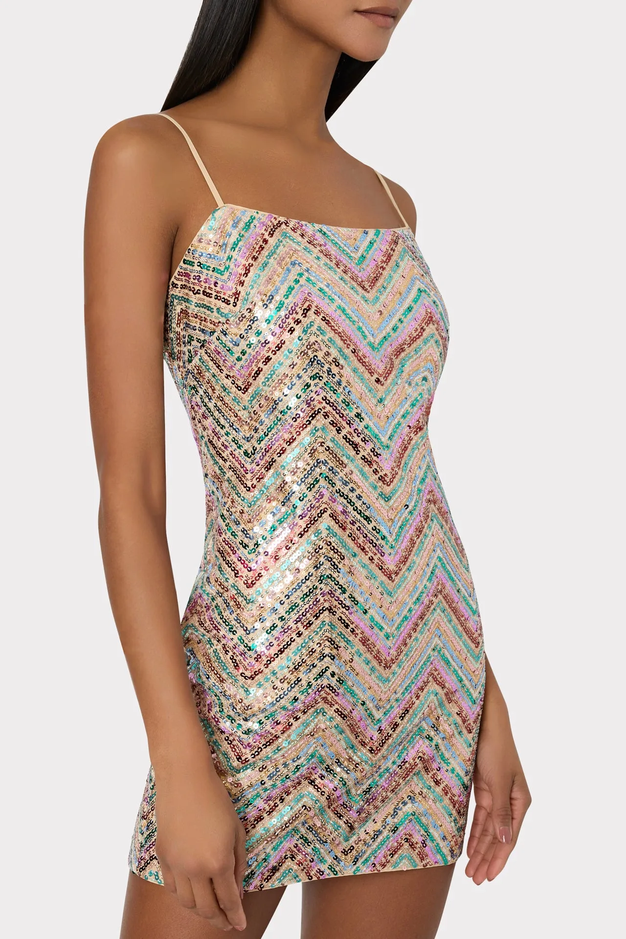 Chevron Sequin Mini Dress Colette