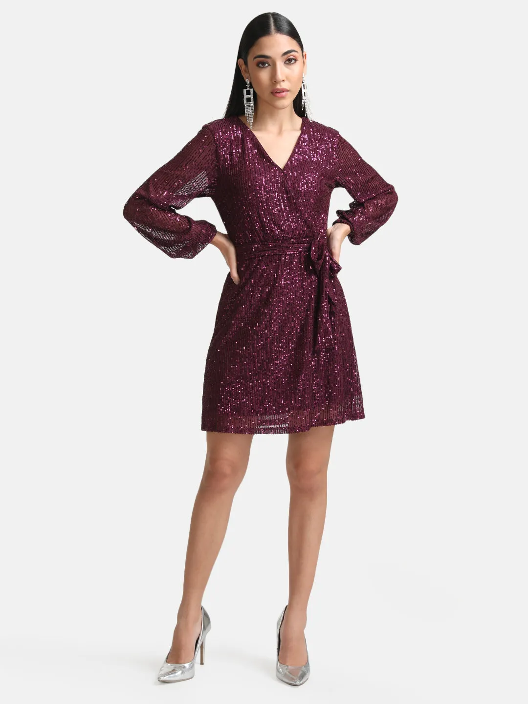 Sequin Mini Dress with Belt