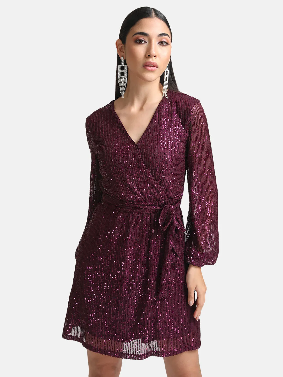 Sequin Mini Dress with Belt