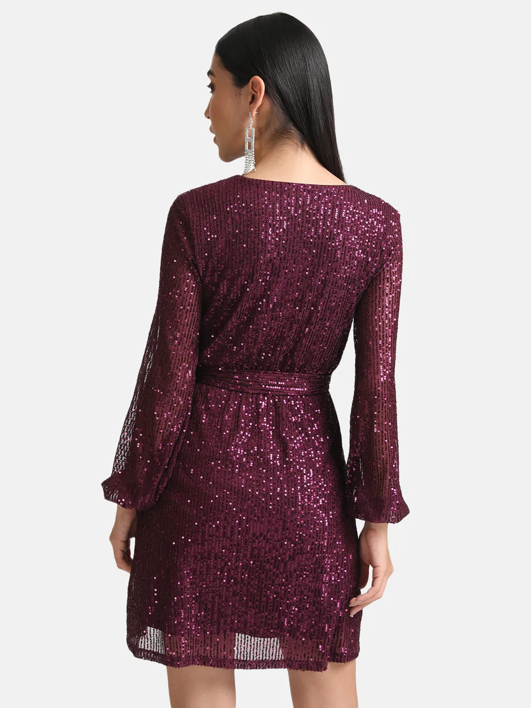 Sequin Mini Dress with Belt