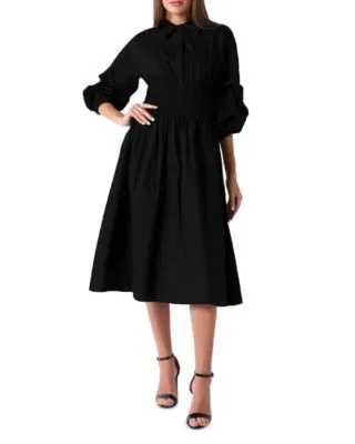 Shirt Waist Dress with Puff Sleeves