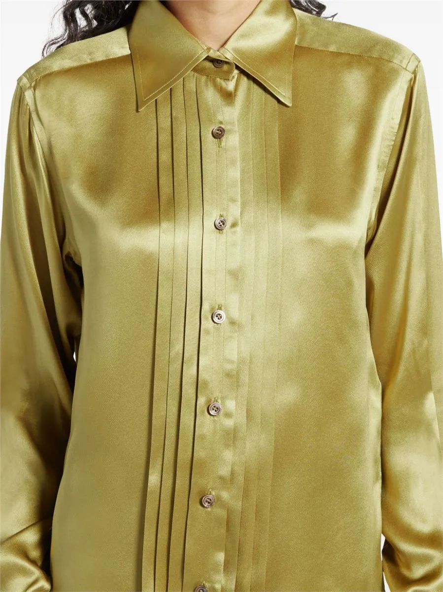 Silk Shirt with Pintuck Detail