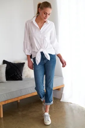 Silky Poplin Shirt with Tie Front named Emmy