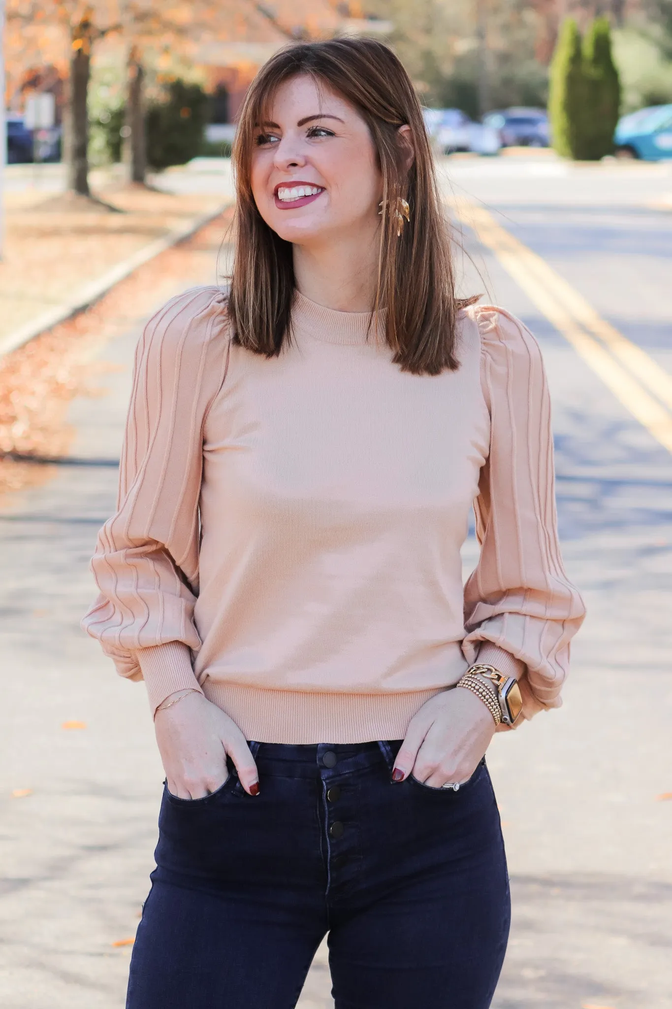 Sleeve Detail Sweater - Oat-