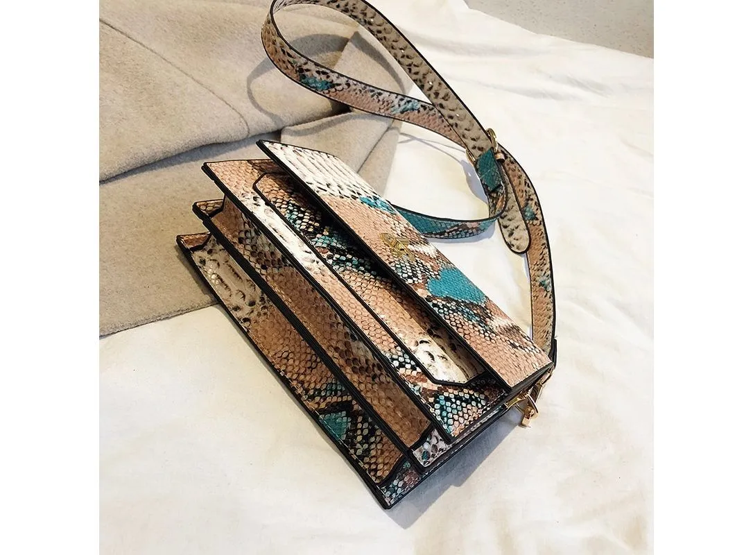 Snake Pattern Clutch Messenger Bag