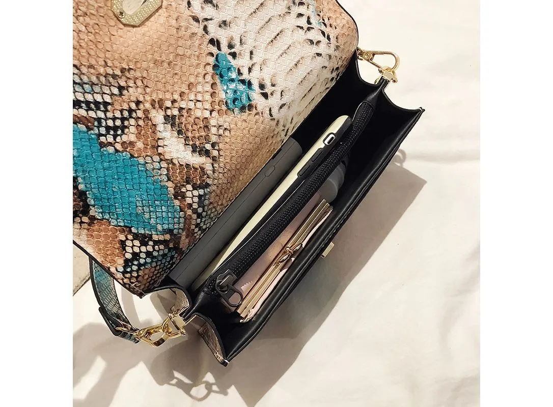 Snake Pattern Clutch Messenger Bag