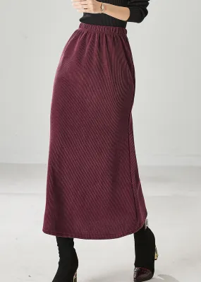 Spring Corduroy Skirts in Slim Fit Mulberry