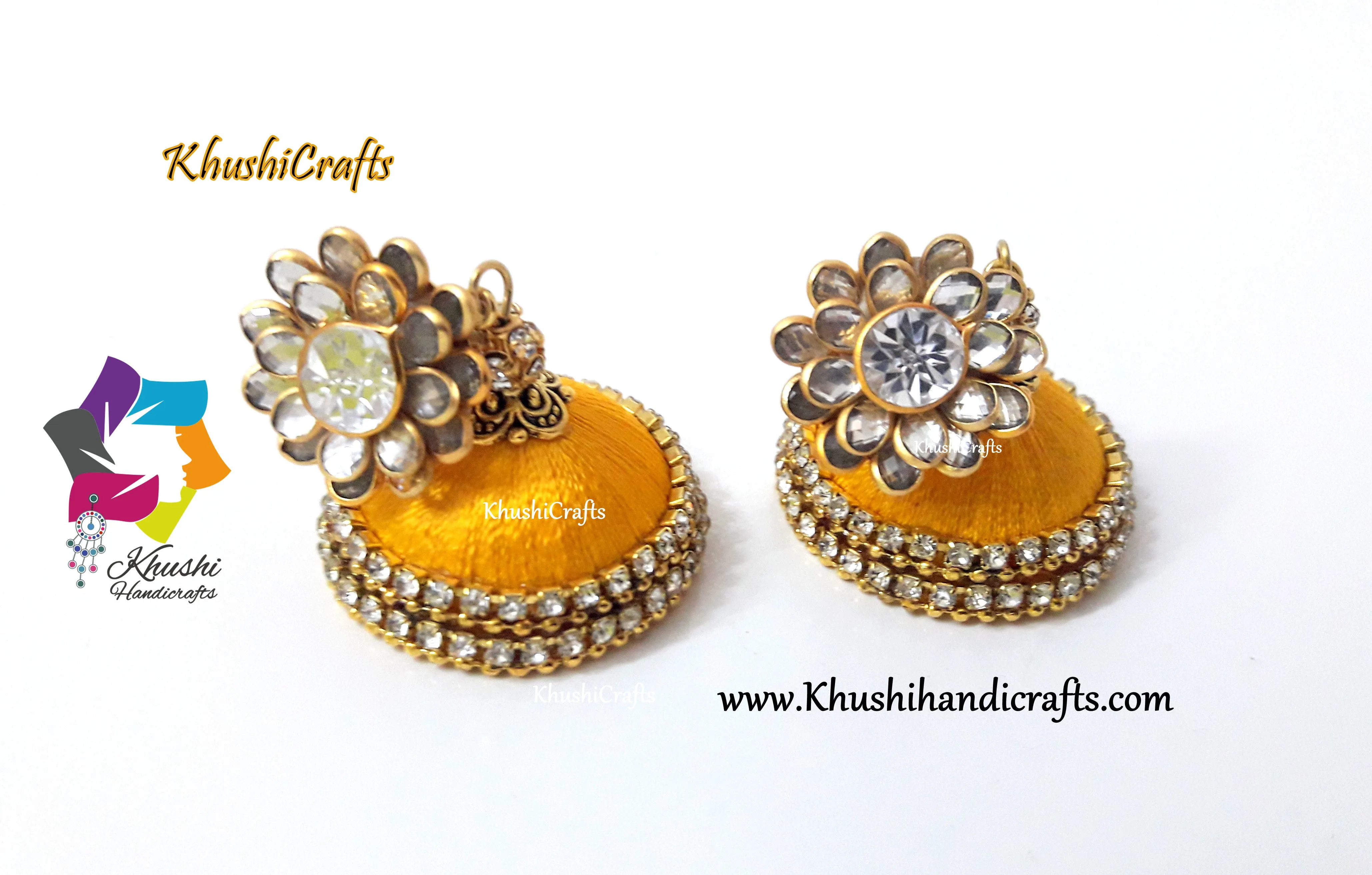 Raw Silk Jhumkas in Black and Blue