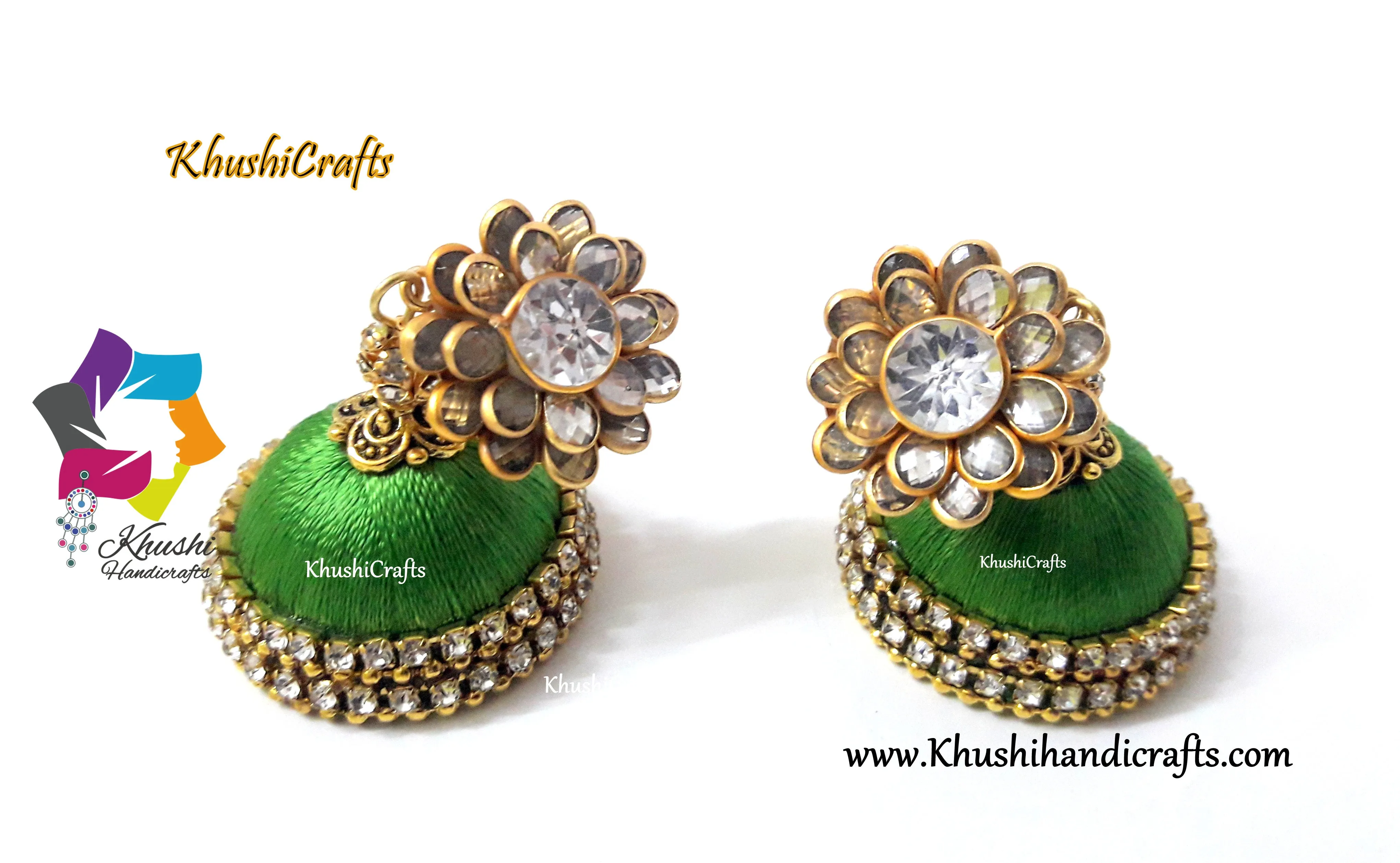 Raw Silk Jhumkas in Black and Blue