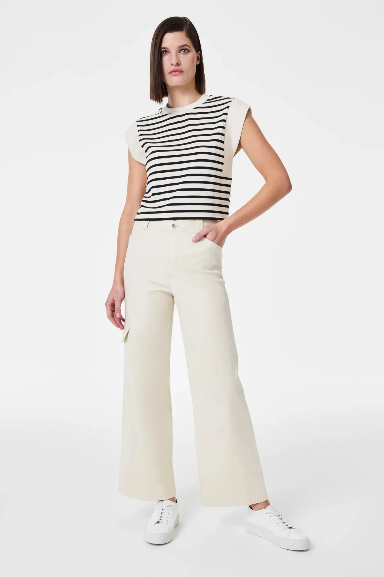 Stretch Twill Cropped Trousers