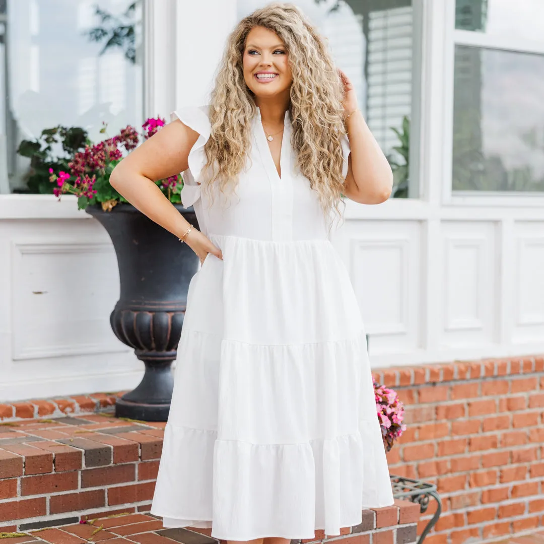 Don't Leave So Soon White Midi Dress