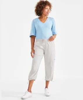 Style & Co Petite Mid-Rise Pull-On Bungee Cropped Pants