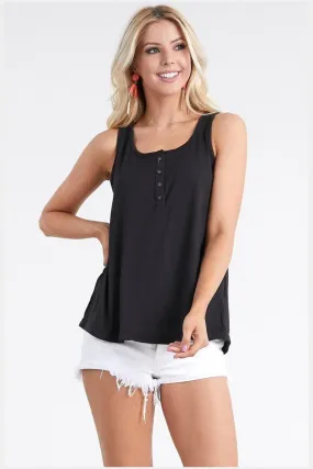 Square Neck Button Tank Top