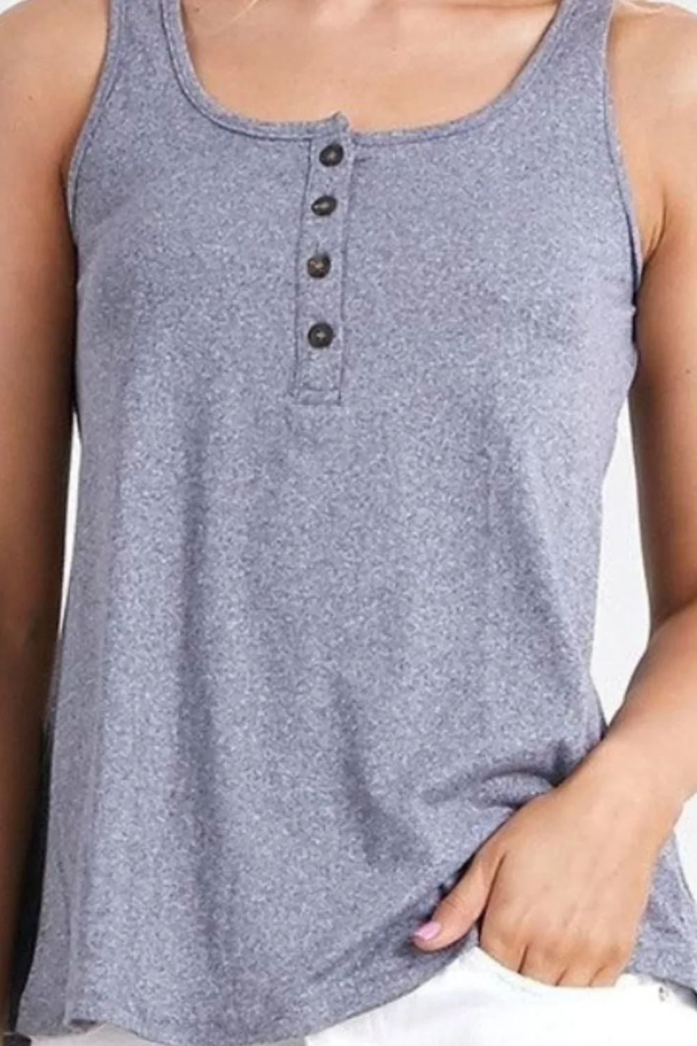 Square Neck Button Tank Top