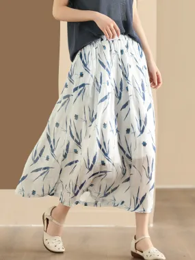 Summer Flower Women's Ramie A-line Skirt