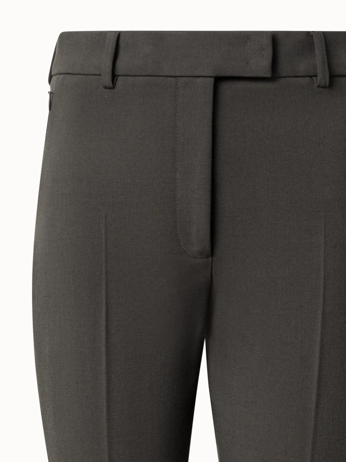 Tapered Cropped Lyocell Wool Stretch Pants