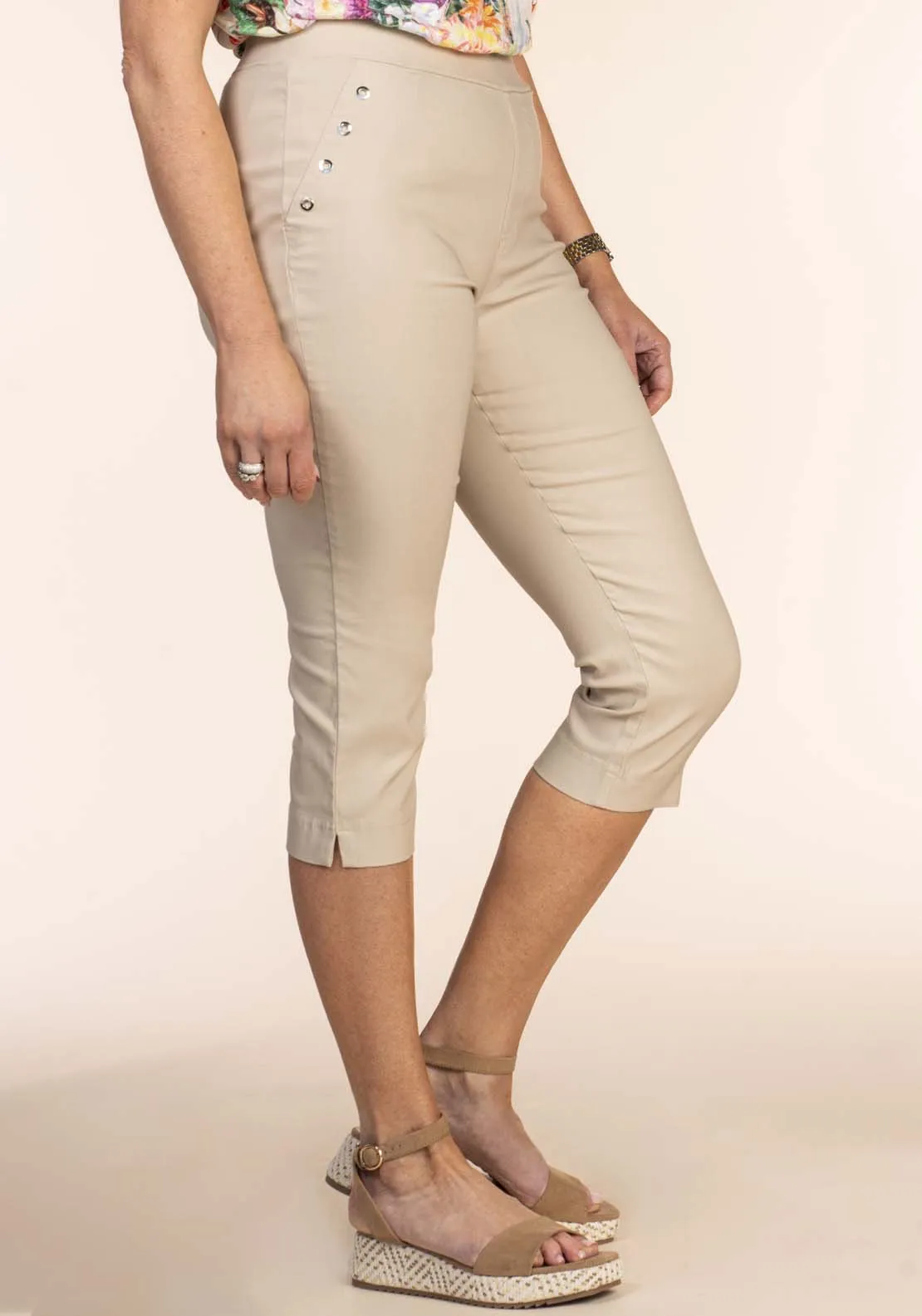 Taupe Pocket Eyelet Crop